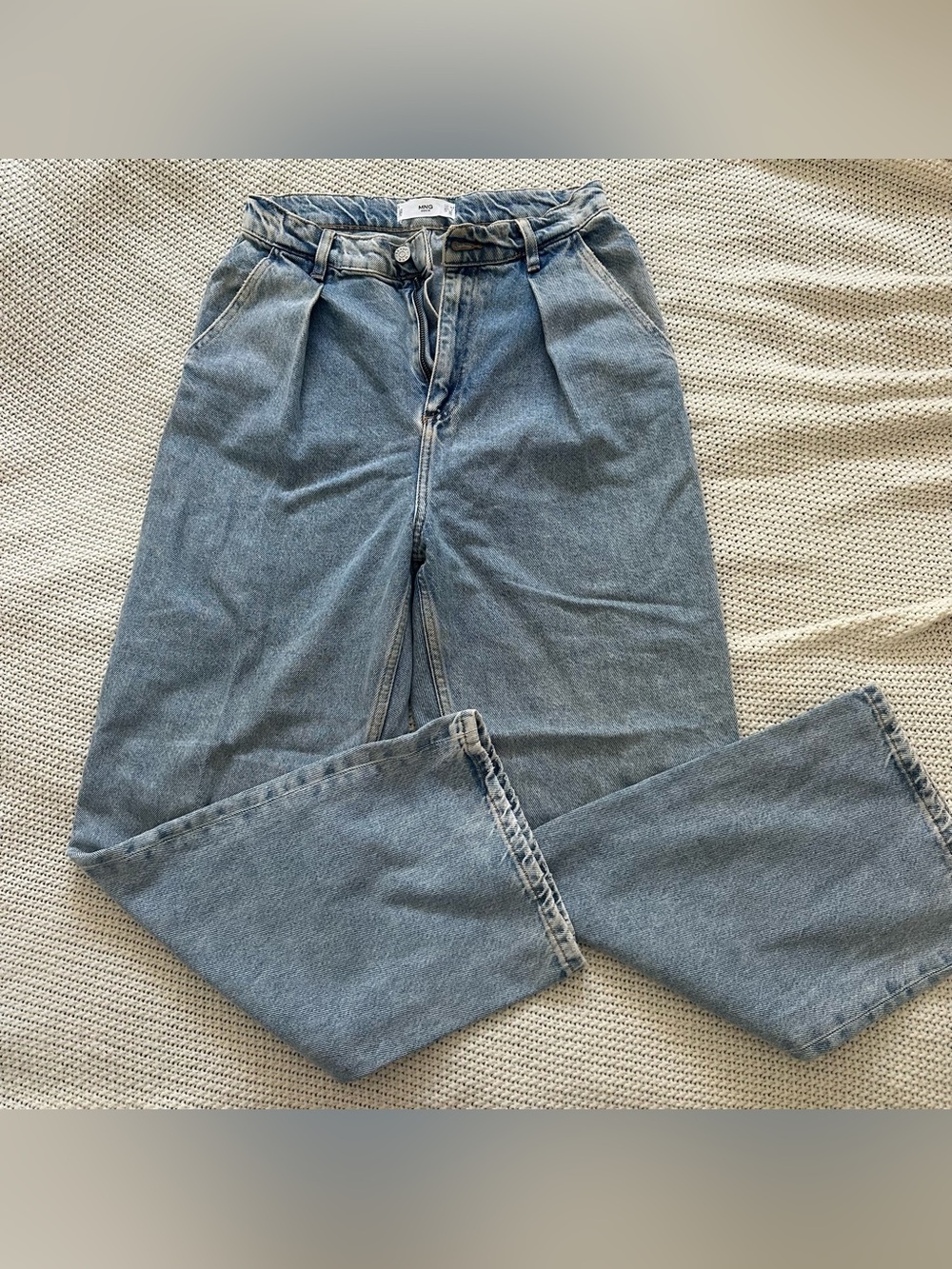 Mango Light Blue High-Waist Relaxed Jeans